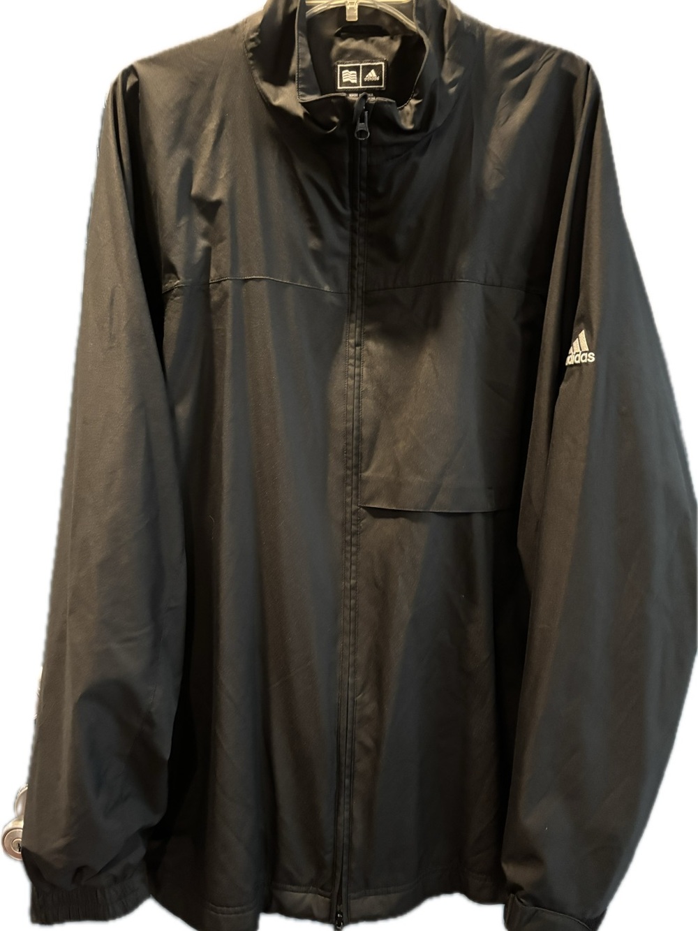 Adidas men’s size 2 XL black windbreaker jacket full zip NWOT